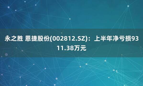永之胜 恩捷股份(002812.SZ)：上半年净亏损9311.38万元