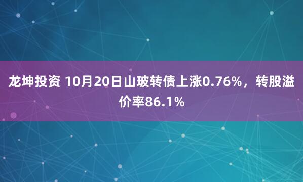 龙坤投资 10月20日山玻转债上涨0.76%，转股溢价率86.1%